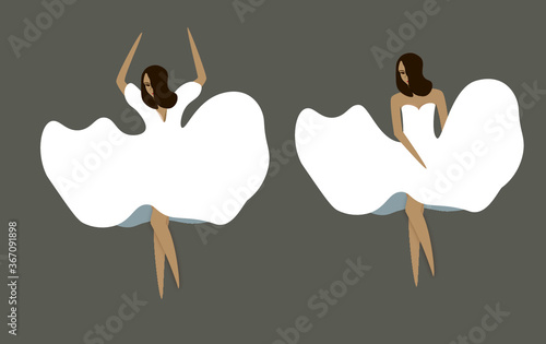 Soft gradient simple woman dance vector poster
