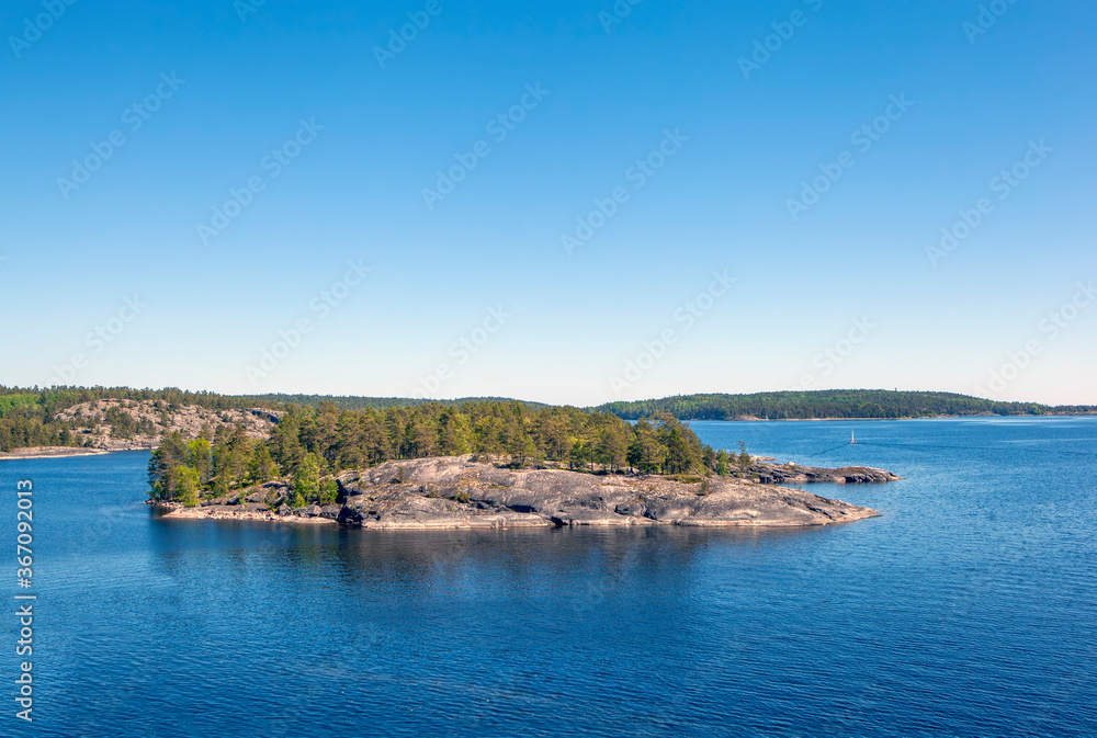 View from Koyonsaari Island to Sammalsaari. Bay Tervu. Ladoga lake. Karelia. Russia View from Koyonsaari Island to Sammalsaari. Bay Tervu. Ladoga lake. Karelia. Russia