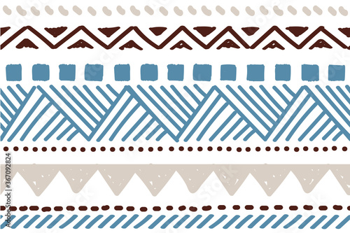 Ethnic vector seamless pattern. Tribal geometric background  boho motif  maya  aztec ornament illustration. mexican textile print texture