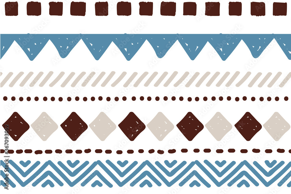 Fototapeta premium Ethnic vector seamless pattern. Tribal geometric background, boho motif, maya, aztec ornament illustration. mexican textile print texture