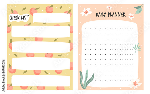 Set of to do, check lists, planners in a cute style