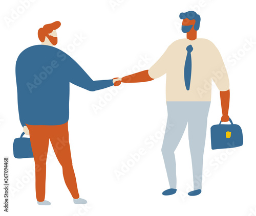 Business People Handshake Flat Character Flat Vector isolated
