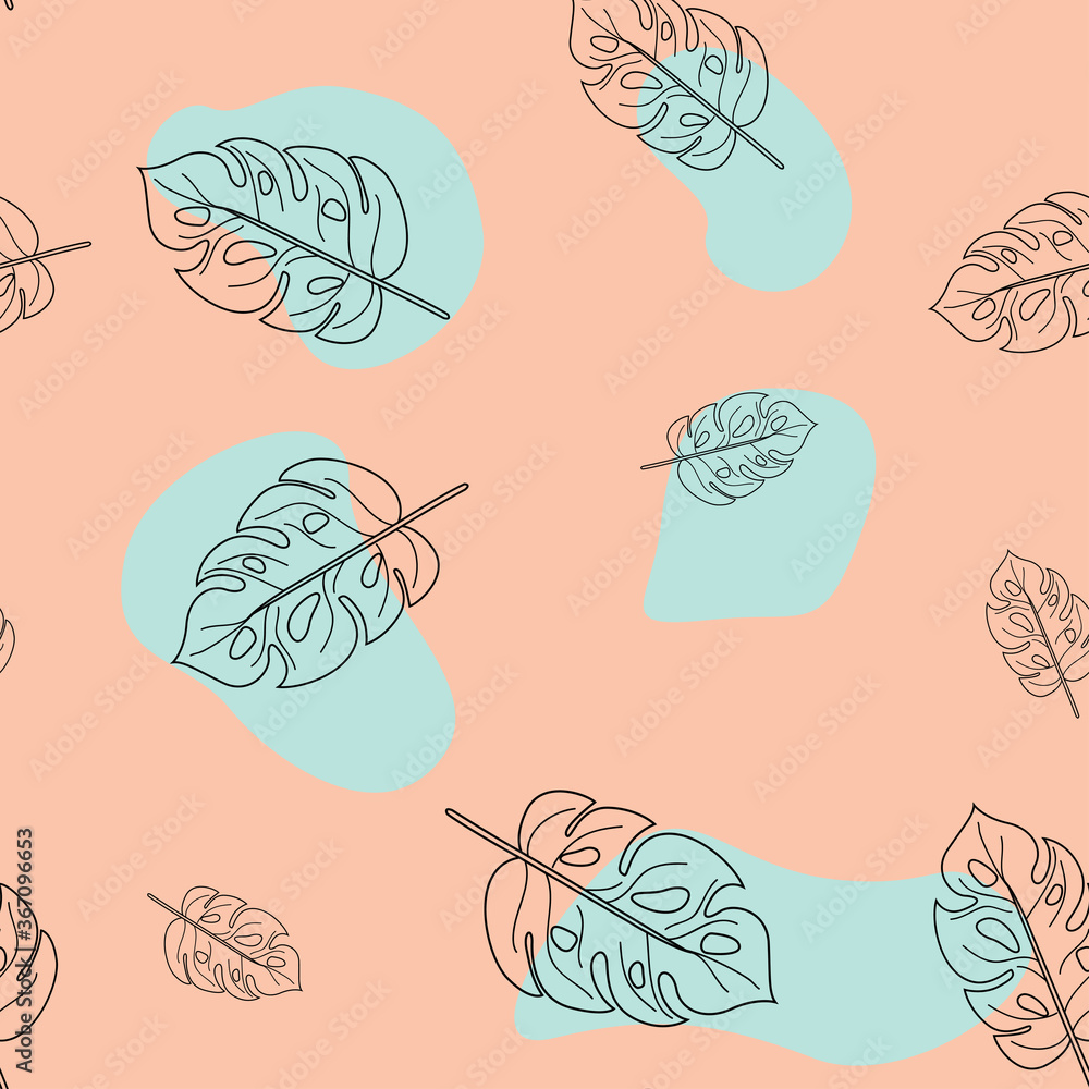 Tropical Seamless Pattern with Palm Leaves