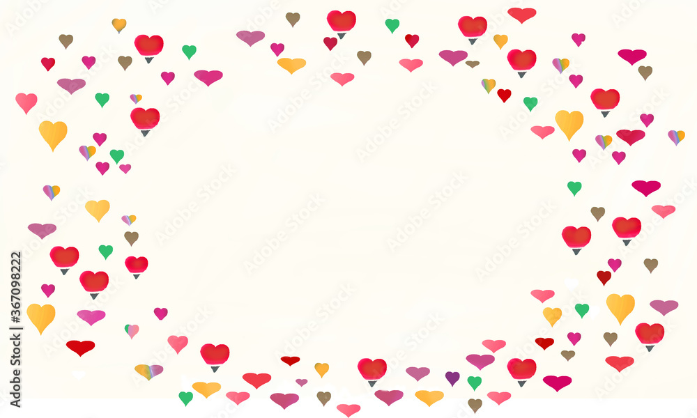 frame of red pink and yellow aquacolored hearts frame of red pink and yellow aquacolored hearts