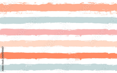 Hand drawn striped pattern, pink, orange and green girly stripe seamless background, childish pastel brush strokes. vector grunge stripes, cute baby paintbrush line backdrop