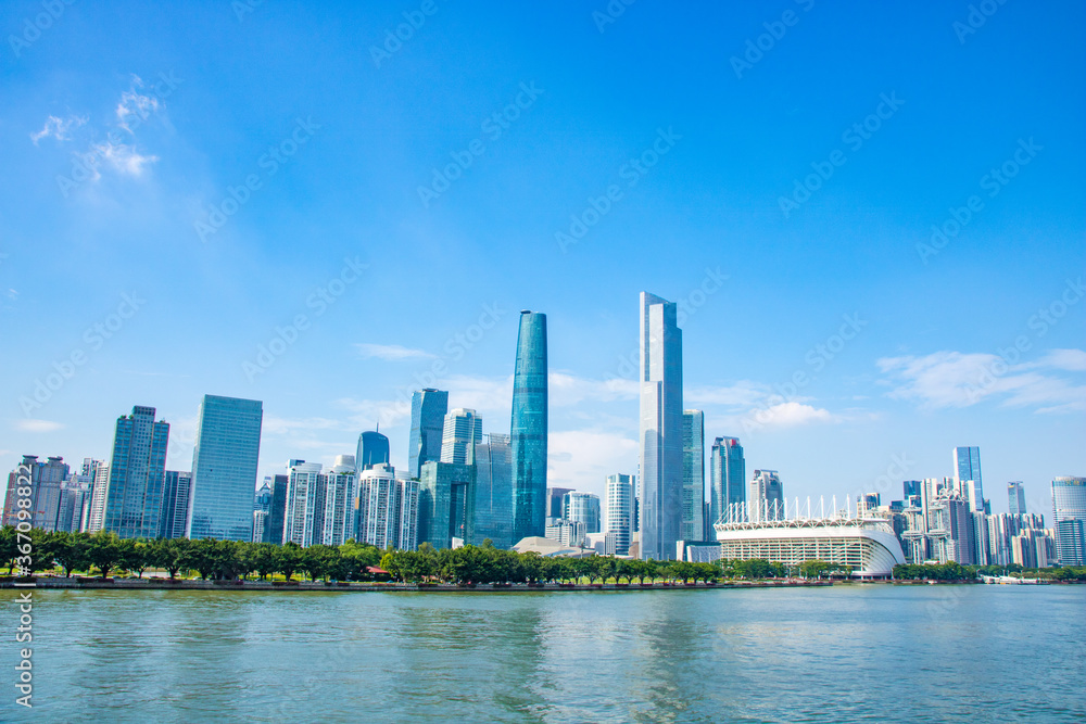 Skyline of Zhujiang New City, the commercial center of Guangzhou