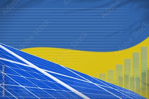 Ukraine solar energy power digital graph concept - environmental natural energy industrial illustration. 3D Illustration