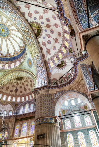 Inside Sultanahmet Mosque in Istanbul, Turkey