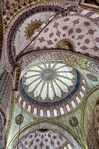 Inside Sultanahmet Mosque in Istanbul, Turkey