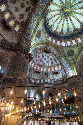 Inside Sultanahmet Mosque in Istanbul, Turkey