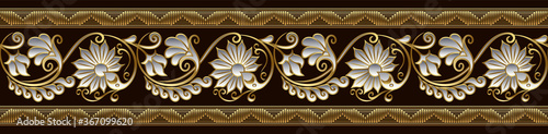 Modern vector volumetric floral stripe background.