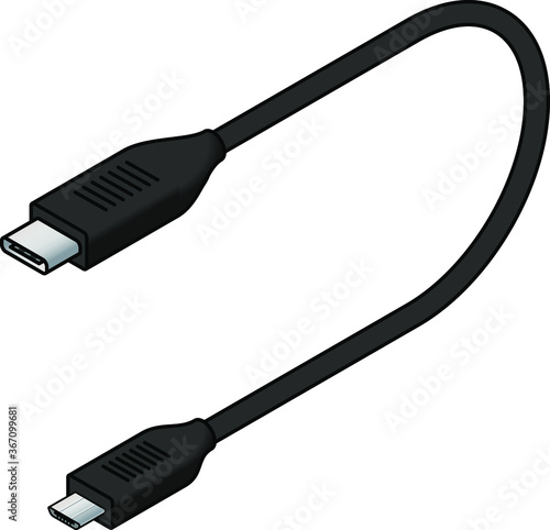 A USB (universal serial bus) cable. USB 3.1 type C to Micro Type B.
