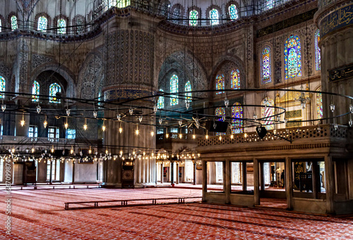 Interior of the Blue Mosque, Istanbul. Turkey