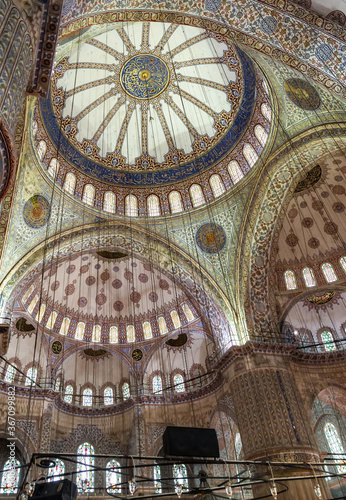 Inside Sultanahmet Mosque in Istanbul, Turkey