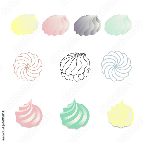 Set of vector colorful zephyr. Different style zephyr