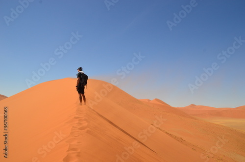 The red sand dunes of Sossusvlei in the Namib Desert, Namibia