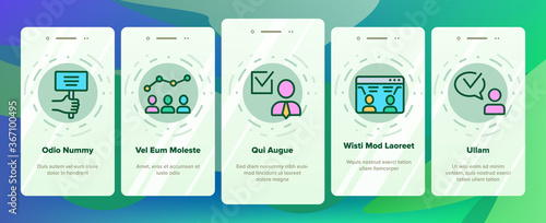Political Election Onboarding Mobile App Page Screen Vector. Political Candidate Speaking On Tribune, Government Building And Loudspeaker Illustrations