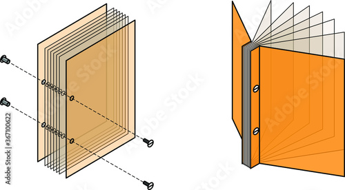 Book binding technique: screw bound.