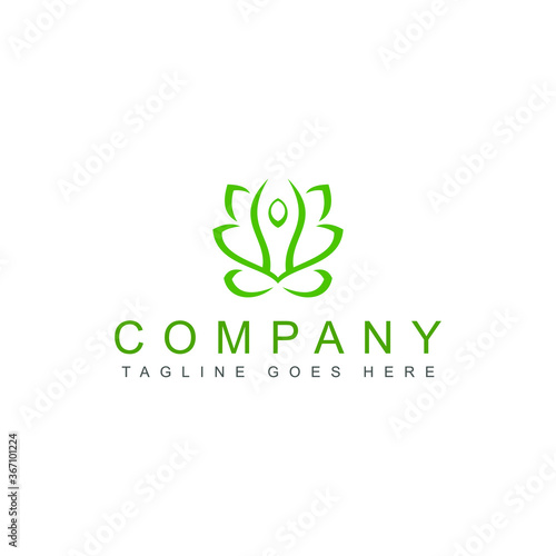 Ilustration vector graphic of Flower Lotus abstract Logo design vector template. Green Natural Luxury Fashion Logotype. Yoga Health icon.