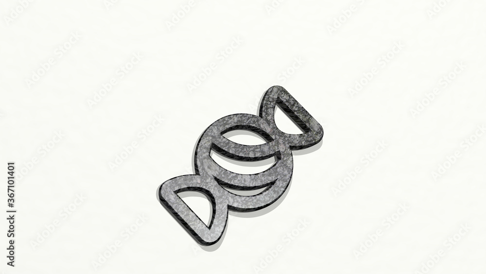 candy made by 3D illustration of a shiny metallic sculpture on a wall with light background. chocolate and christmas candy made by 3D illustration of a shiny metallic sculpture on a wall with light background. chocolate and christmas
