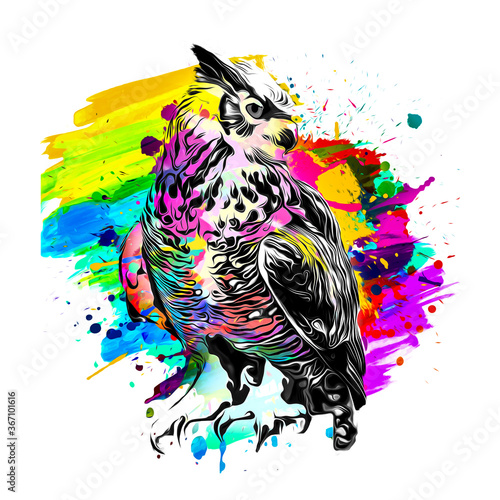 abstract background with colorful bird owl
