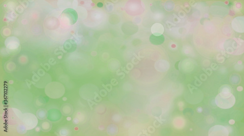 Pastel pink and green green blurred background with bokeh and transparent hearts