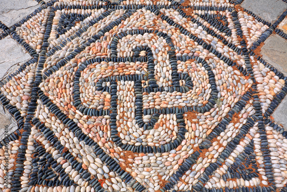 Cobblestone decoration on street in Mount Athos Cobblestone decoration on street in Mount Athos
