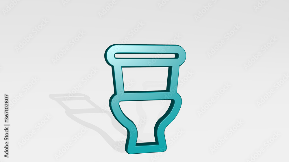 toilet seat stand with shadow. 3D illustration of metallic sculpture over a white background with mild texture. bathroom and clean toilet seat stand with shadow. 3D illustration of metallic sculpture over a white background with mild texture. bathroom and clean