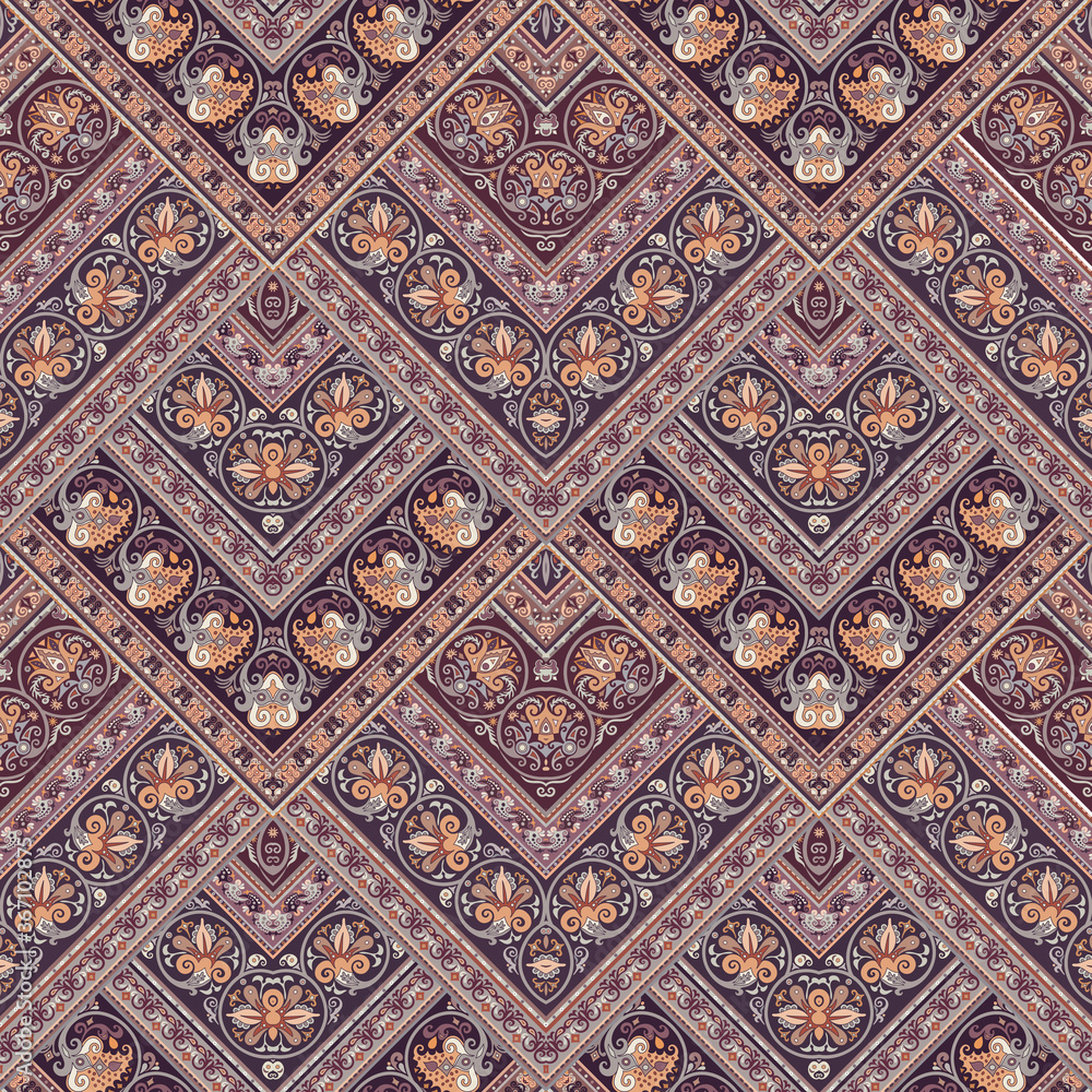 Vector nature patch pattern. Mosaic background