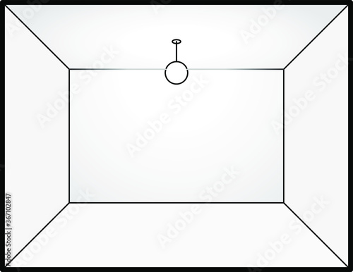 Diagram of interior lighting design: ceiling omni-directional lamp centered.
