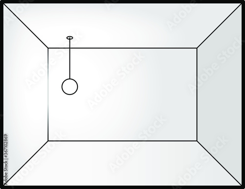 Diagram of interior lighting design: ceiling omni-directional lamp in a corner.