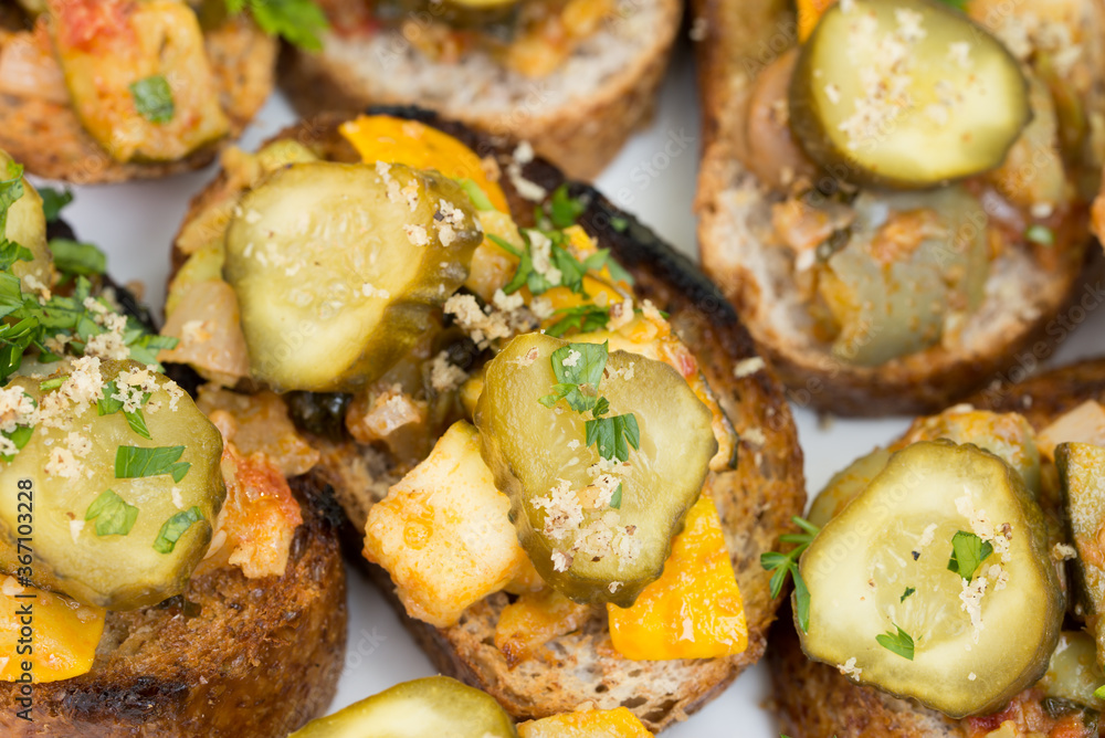 vegan snacks - toasts with vegetables selective focus vegan snacks - toasts with vegetables selective focus