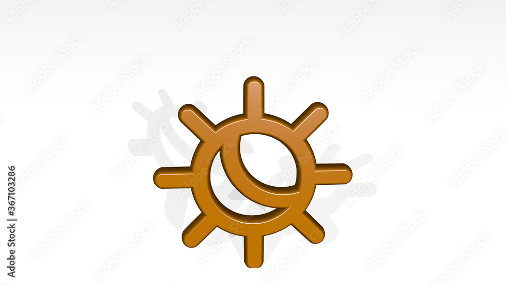 light mode dark light stand with shadow. 3D illustration of metallic sculpture over a white background with mild texture. abstract and blue