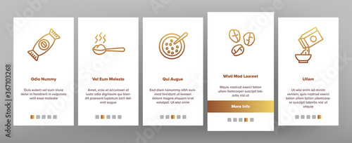 Oatmeal Healthy Food Onboarding Mobile App Page Screen Vector. Oat Cookies And Porridge Cereal Breakfast, Oatmeal And Agriculture Organic Crop Products Illustrations
