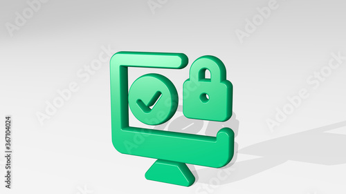 Wallpaper Mural PASSWORD DESKTOP LOCK APPROVED stand with shadow. 3D illustration of metallic sculpture over a white background with mild texture. icon and security Torontodigital.ca