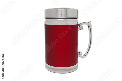 red thermos isolated on white