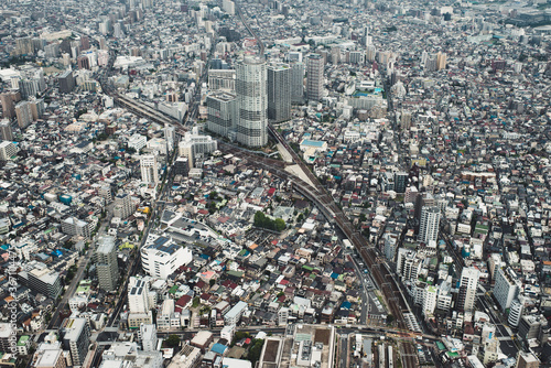 Photography Ariel view of urban sprawl in Tokyo, Japan