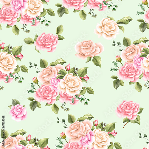 Rose flower seamless pattern