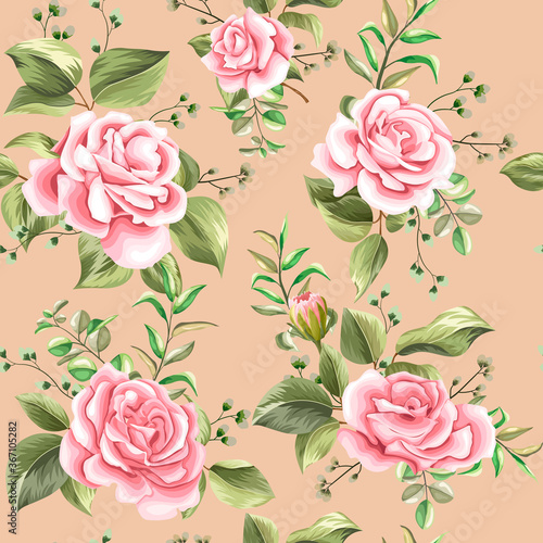 Rose flower seamless pattern