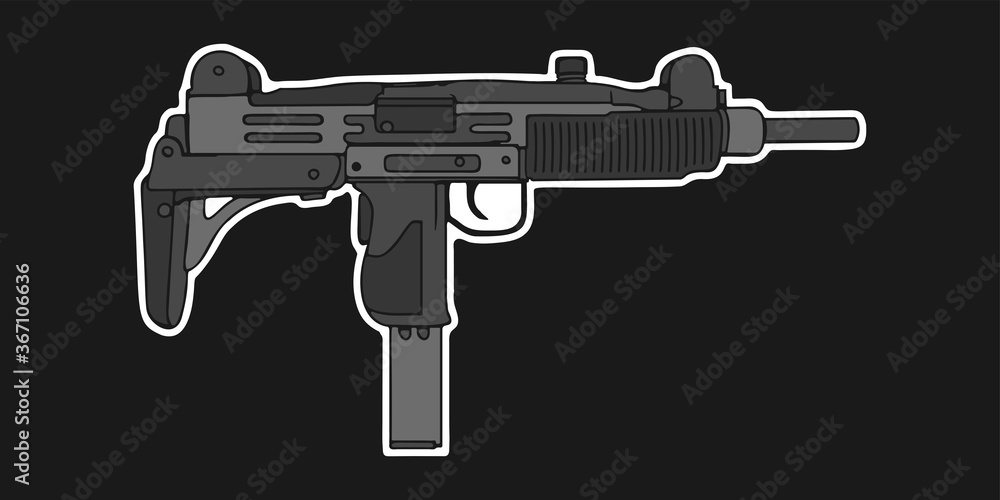 UZI submachine gun on black background