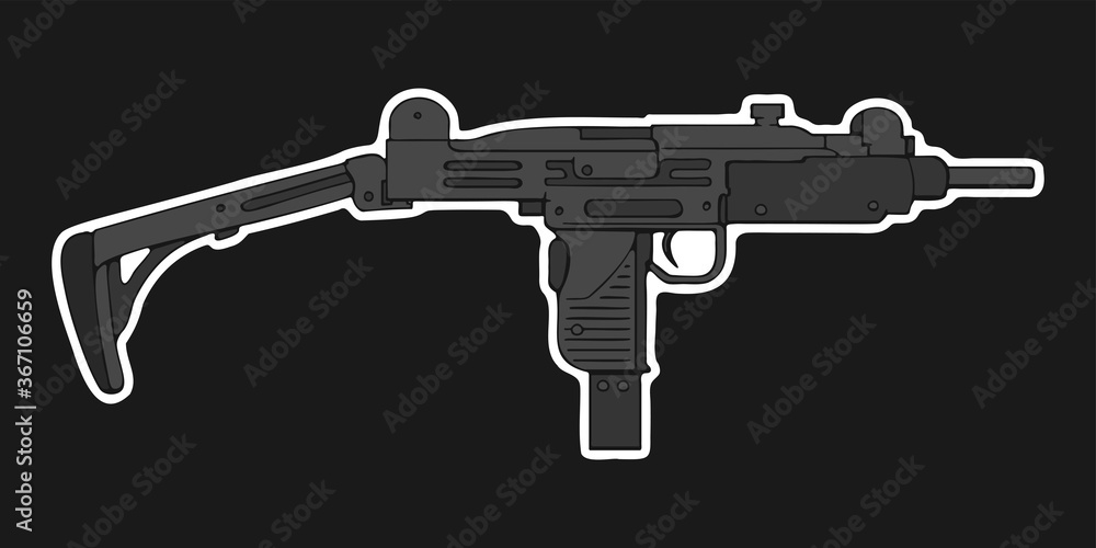 UZI submachine gun on black background UZI submachine gun on black background