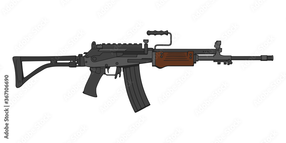 Galil Israeli assault rifle. Hand drawn vector illustration