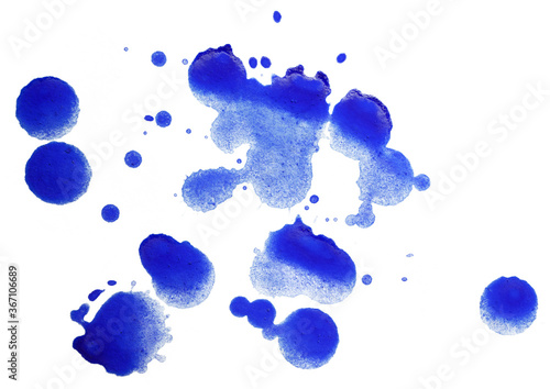 Splatter blue watercolor paint stain