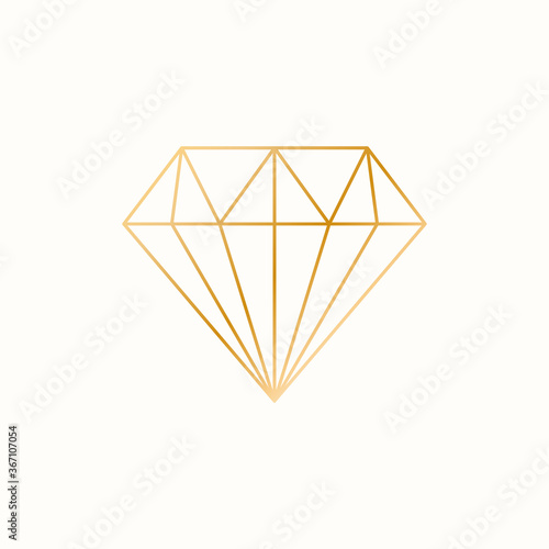 Diamonds wireframe on white background. Retro vector golden illustration.