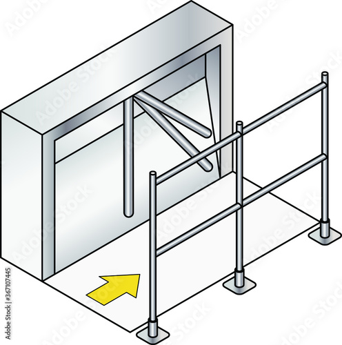 An entry turnstile / automated gate. Traffic and crowd control.