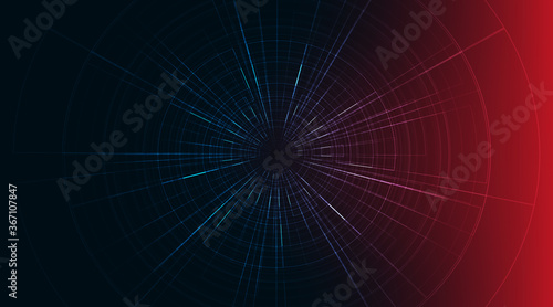 Red and Blue Hyperspace speed motion on Blue background,warp and expanding movement concept,vector Illustration.