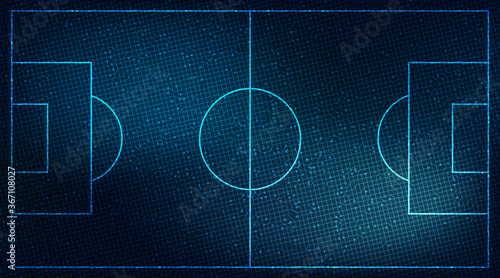 Virtual Football field on Digital Technology Background,vector.