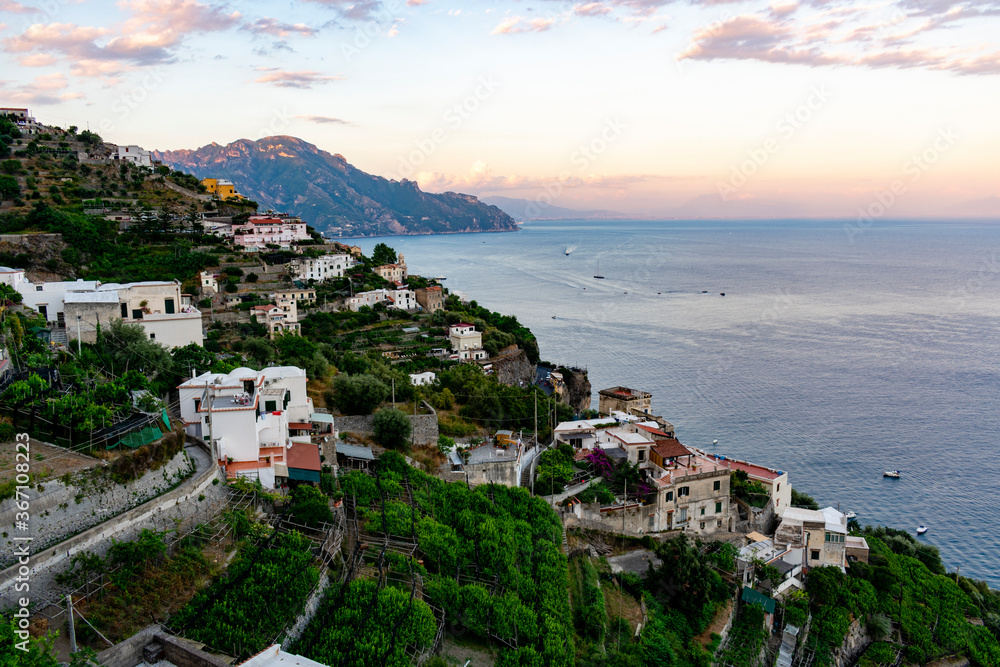 Italy, Campania, Amalfi Coast - 15 August 2019 - View of a slope and the sea of ​​the Amalfi coast