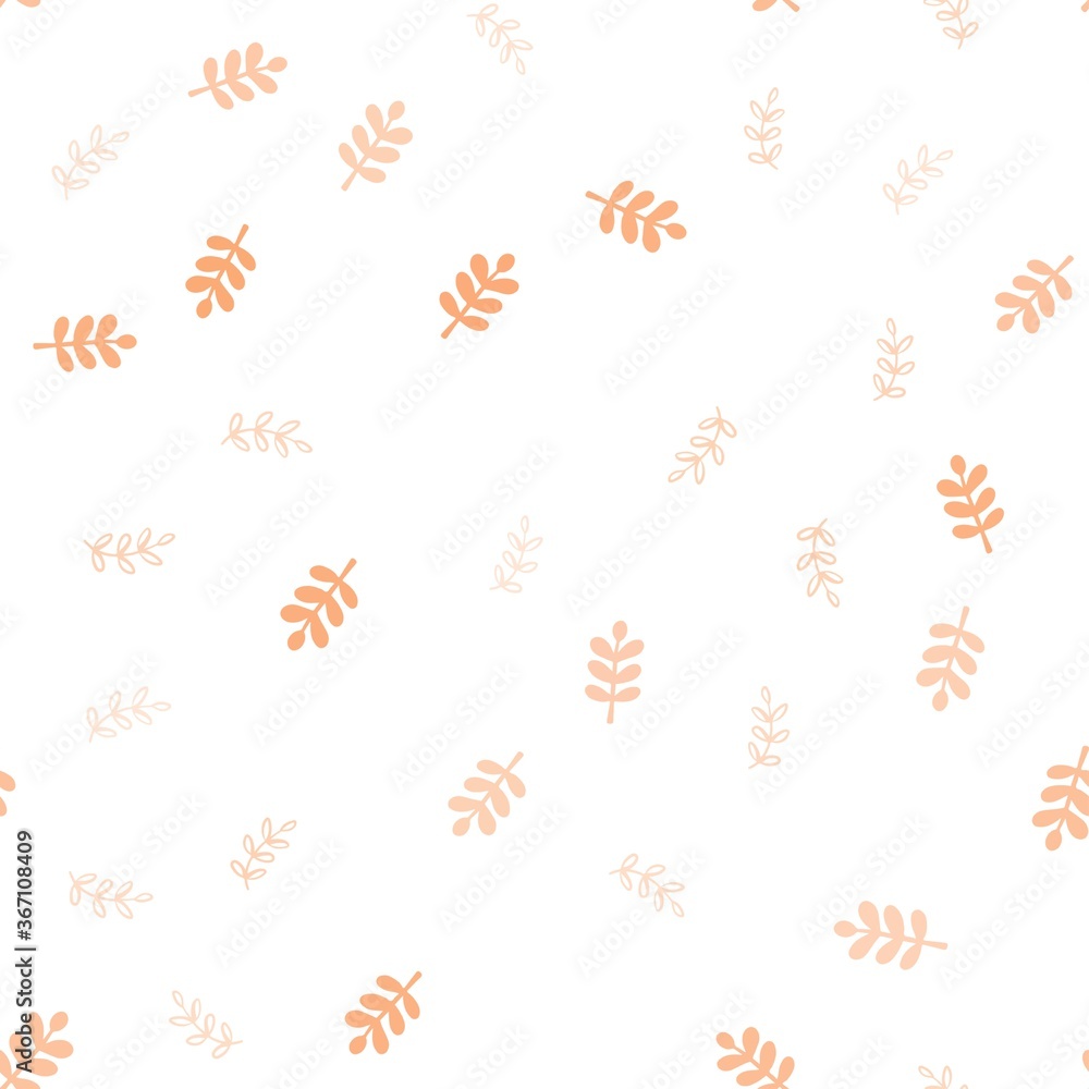 Light Orange vector seamless doodle backdrop with leaves. Shining colored illustration with leaves in doodle style. Design for wallpaper, fabric makers.