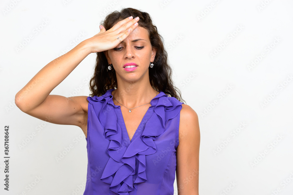 Portrait of young beautiful businesswoman with curly hair Portrait of young beautiful businesswoman with curly hair